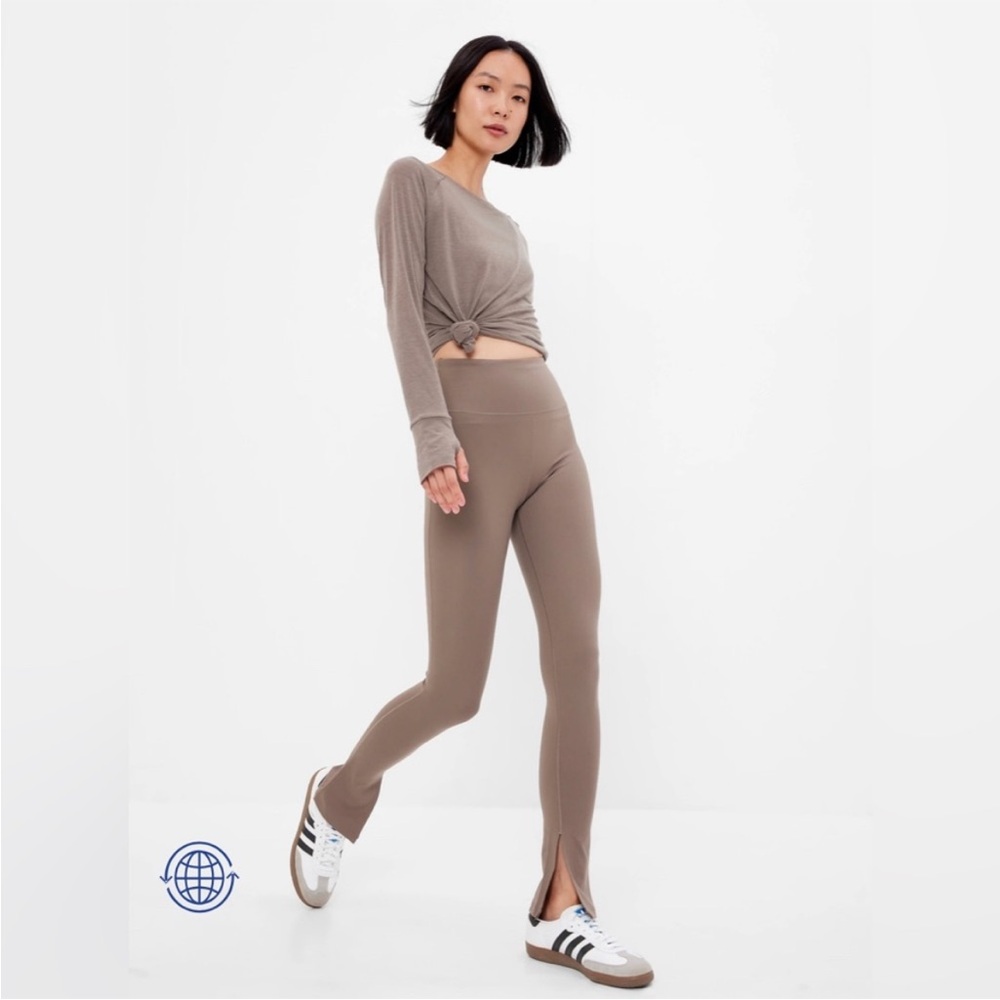 GapFit Brown Taupe Split Hem High-rise Yoga Legging Pants